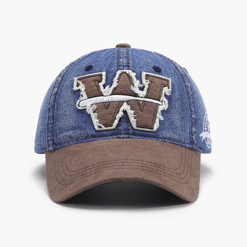 Letter patch color blocking men's and women's versatile breathable soft top baseball cap