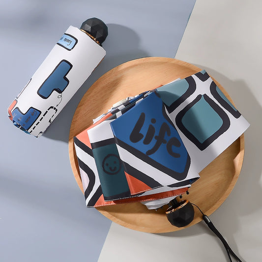 টেট্রিস অটোমেটিক ভাঁজ ইউভি সুরক্ষা পাঁচ-ভাঁজ অতি-হালকা পোর্টেবল মিনি সান ছাতা