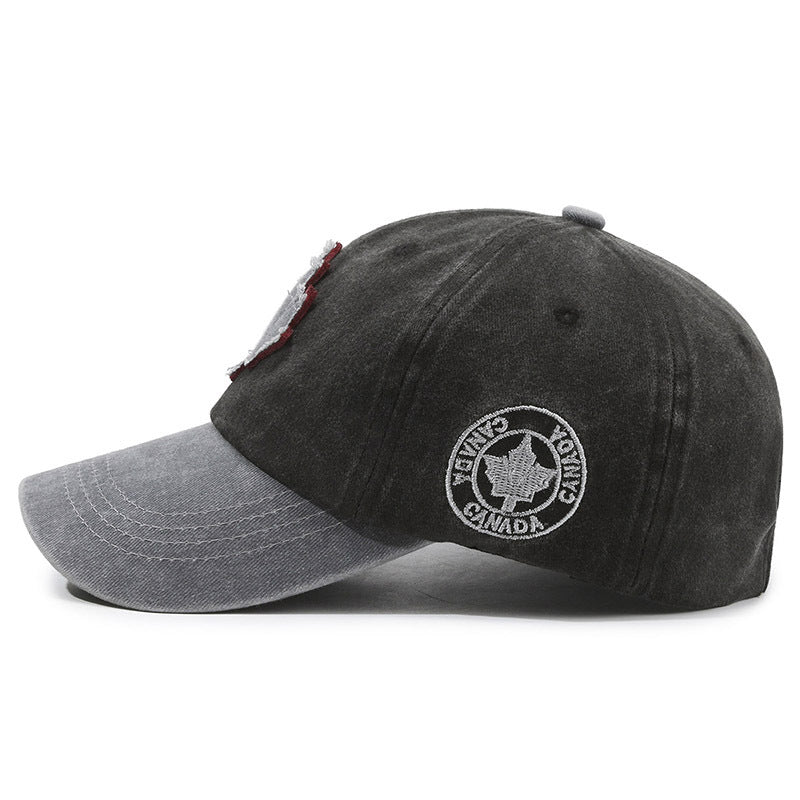 Maple leaf patch washed outdoor cotton baseball cap