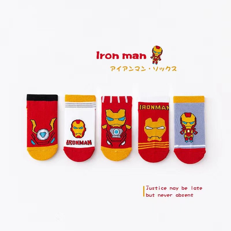 Super Hero Printed 5 Pieces Set Soft and Comfortable Cotton Socks for Kids