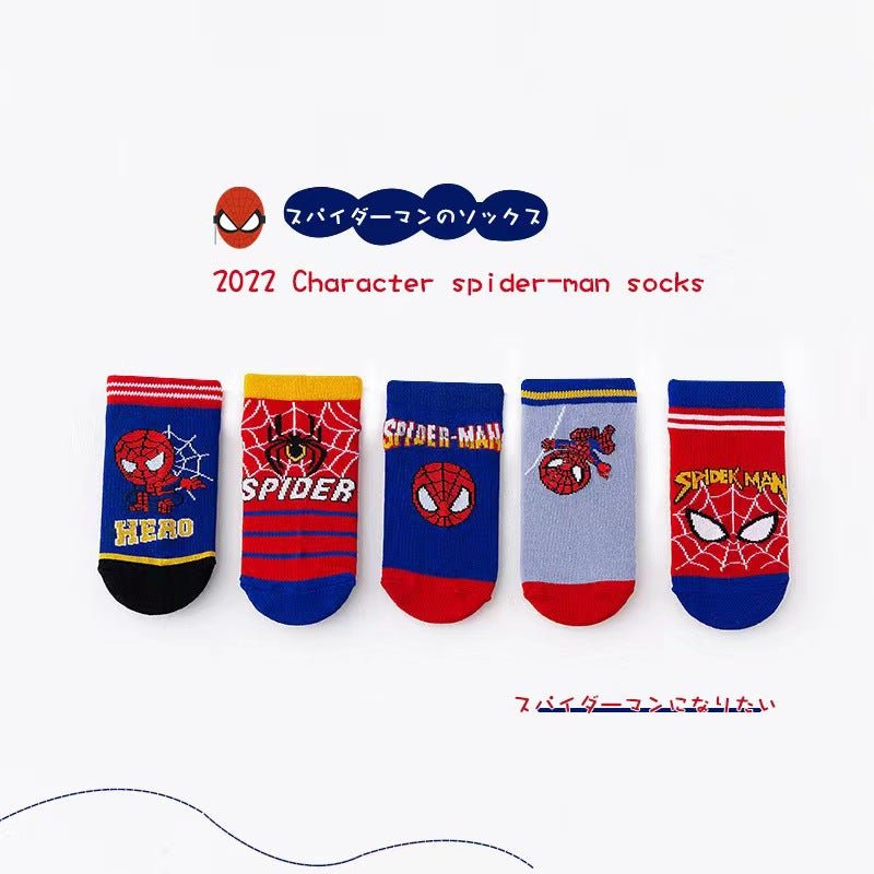 Super Hero Printed 5 Pieces Set Soft and Comfortable Cotton Socks for Kids
