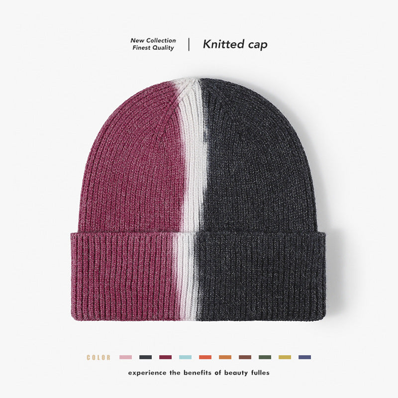 New color-block dyeing knitted beanie