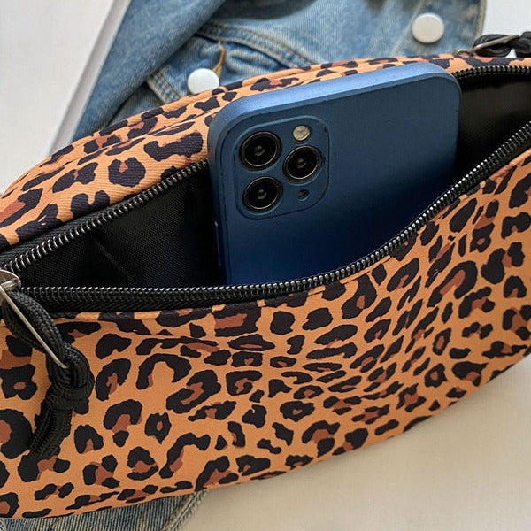 Mens Outdoor Leopard Print Crossbody Chest Waist Bag
