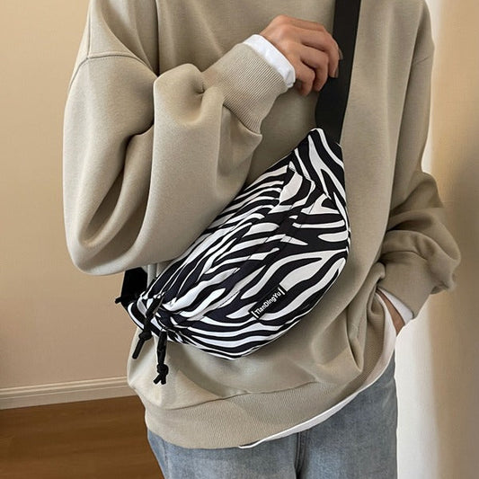 Mens Outdoor Leopard Print Crossbody Chest Waist Bag