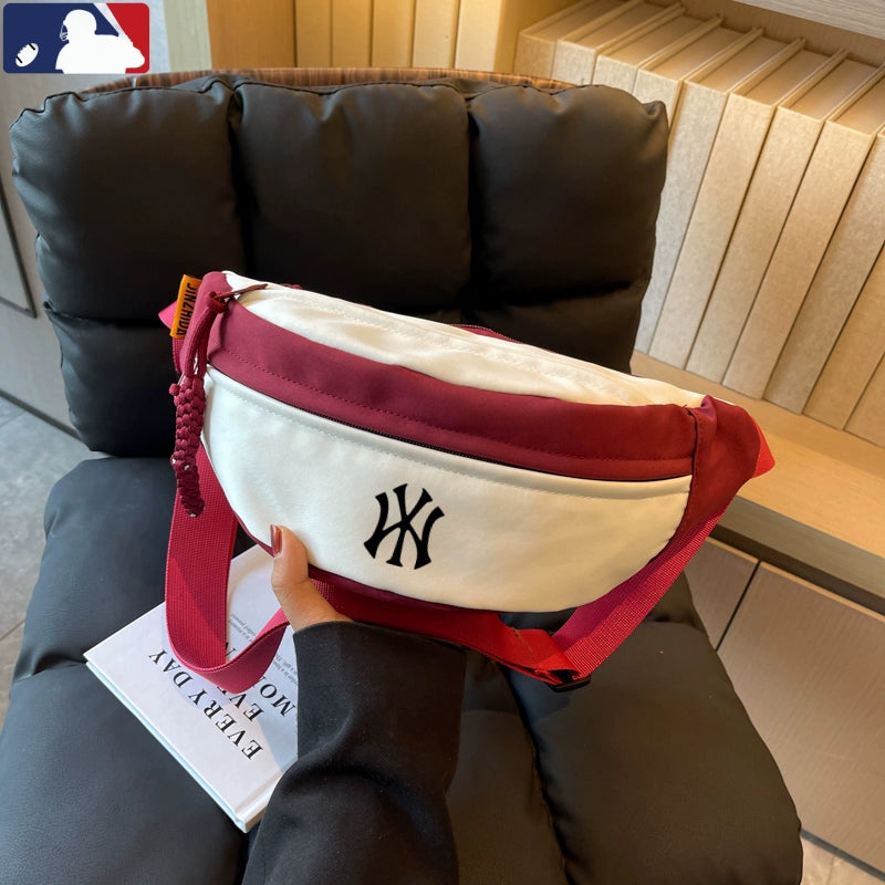 NY branded unisex crossbody bag for travel with adjustable strap
