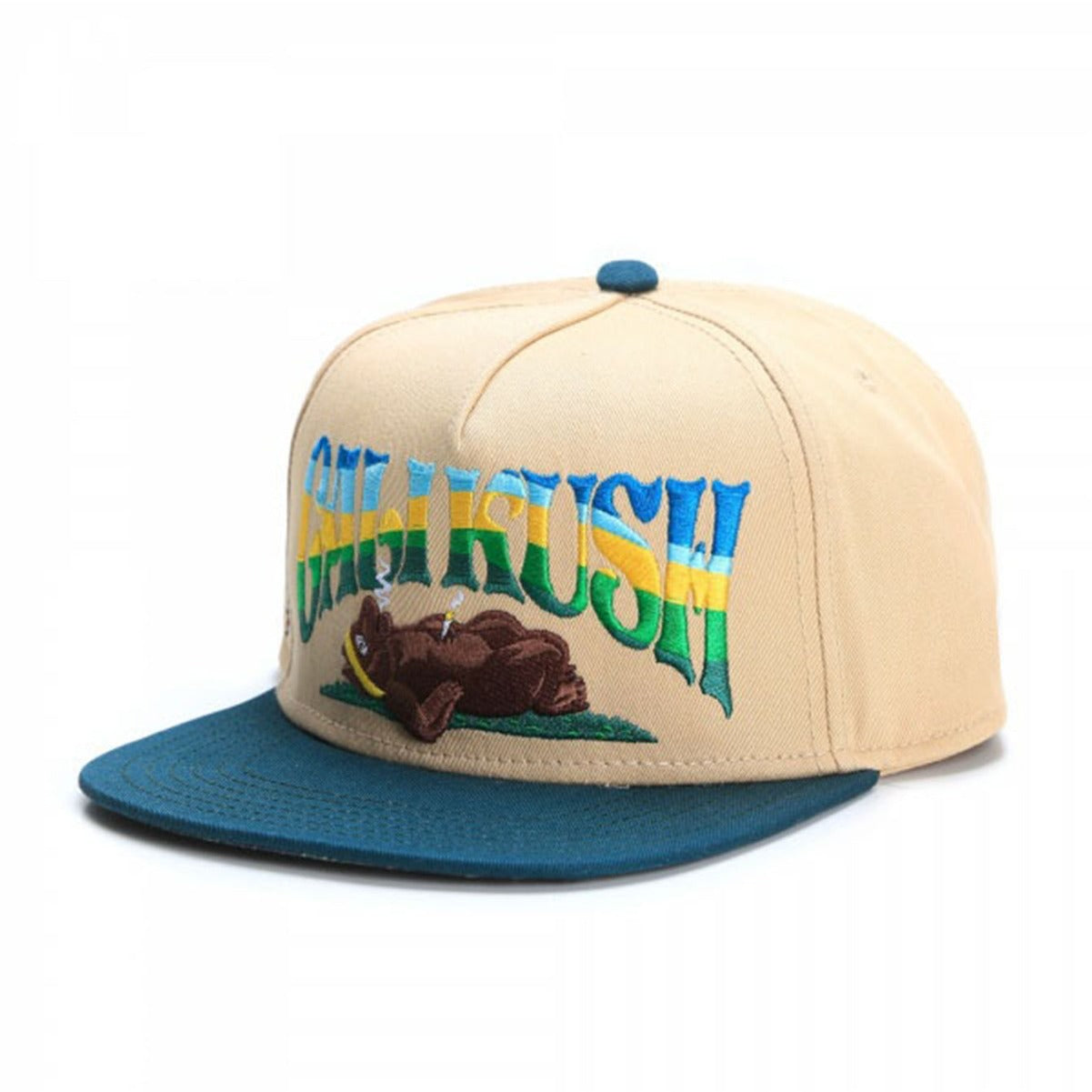 Bear Kushstock Flat Brim Snapback Retro Streetwear Cap