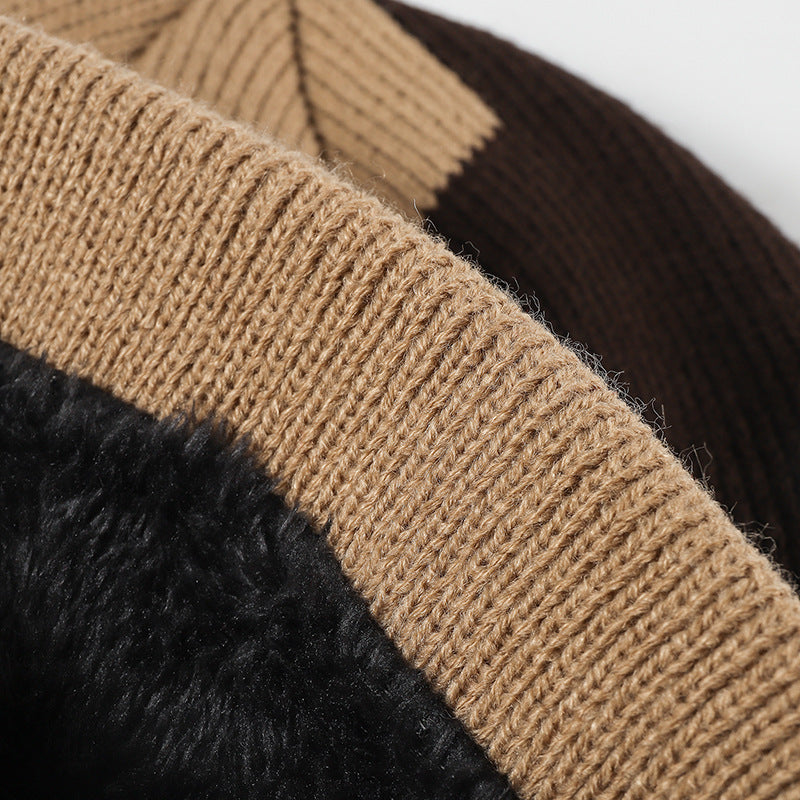 Winter thickened double tone fleece ear protection beanie