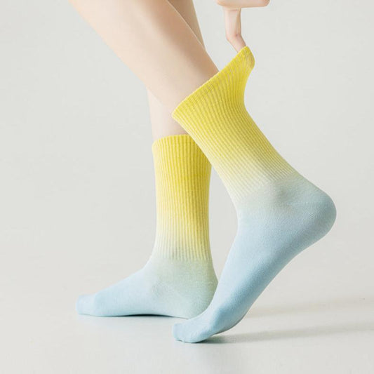 পুরুষ ও মহিলাদের জন্য টাই-ডাই গ্রেডিয়েন্ট আরামদায়ক ক্যাজুয়াল মোজা