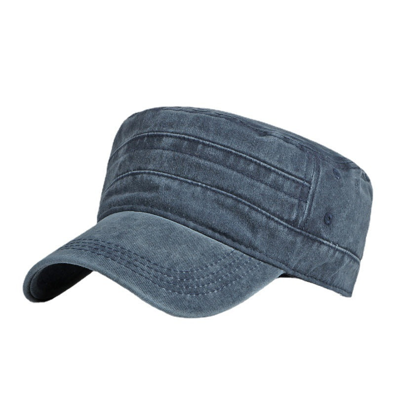 Flat British retro light plate monochrome washed military cap