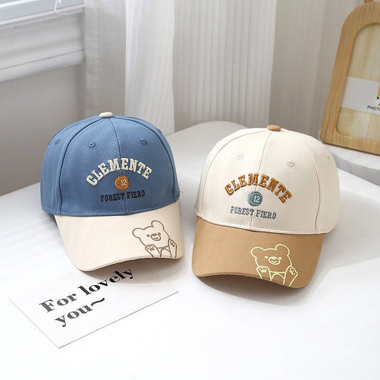 বাচ্চাদের জন্য কোরিয়ান স্টাইলের সুন্দর এবং আরামদায়ক বেবি সানহাট বিয়ার লেটার ক্যাপ