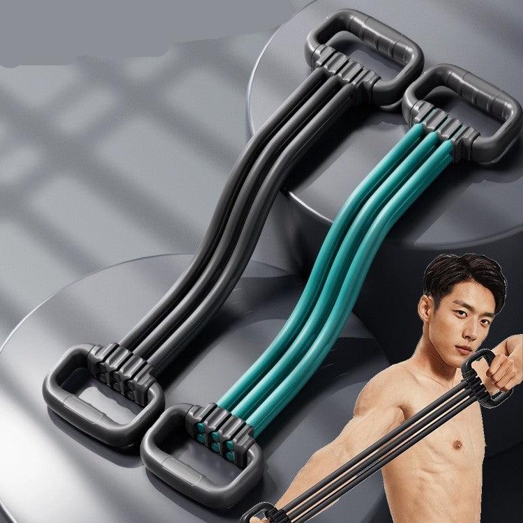 Six-tube chest and open-back fitness arm strength rope with detachable bungee cord.