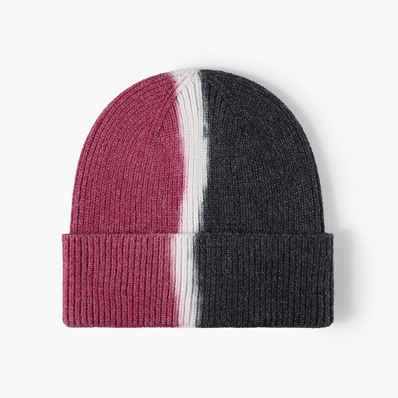 New color-block dyeing knitted beanie