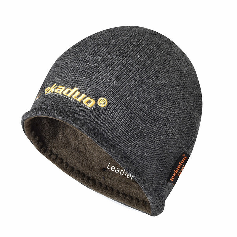 Plain embroidery knit men's winter beanie hat