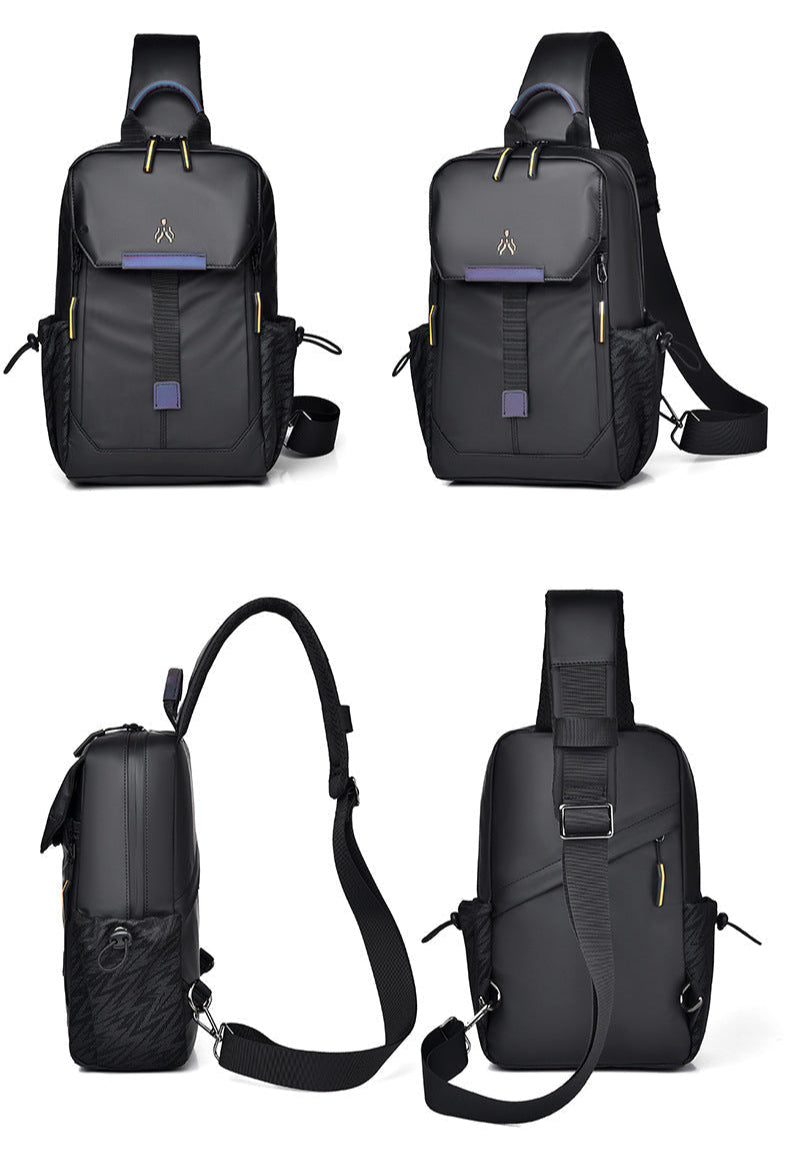 Men’s Reflective Waterproof Chest Crossbody Bag with iPad Compartment