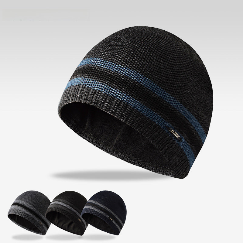 Men's Fleece Knit with Straight Rim Beanie Hat