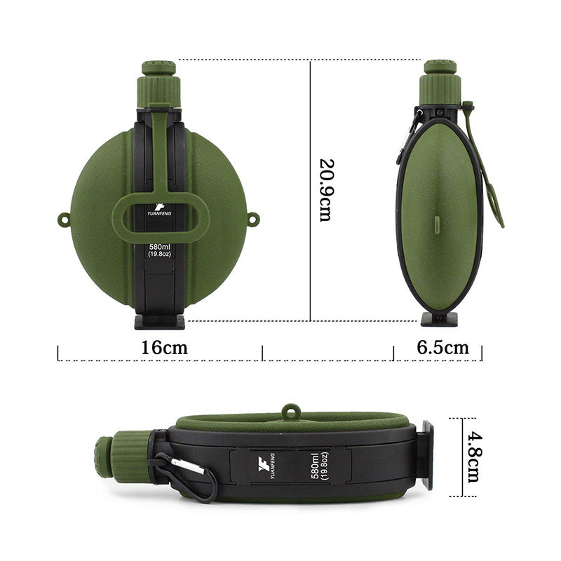Portable with compass silicone water bottle