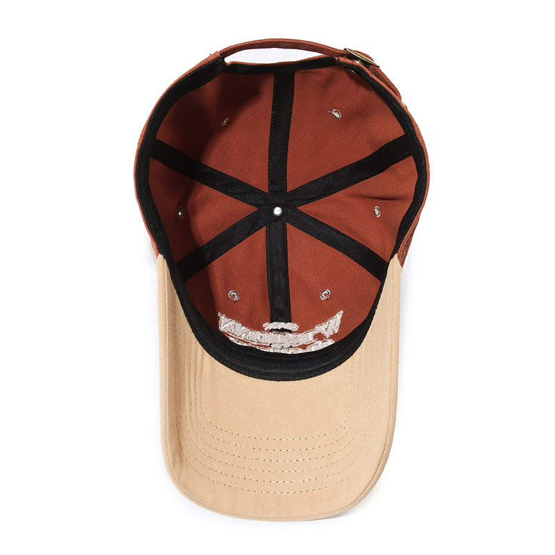 Color-blocked retro contrasting four seasons baseball cap