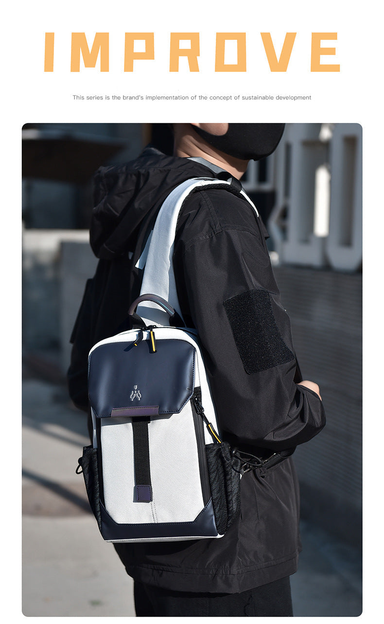 Men’s Reflective Waterproof Chest Crossbody Bag with iPad Compartment
