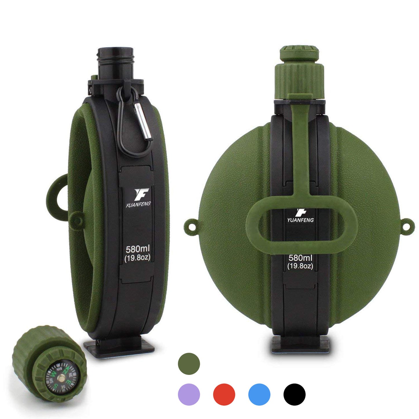 Portable with compass silicone water bottle