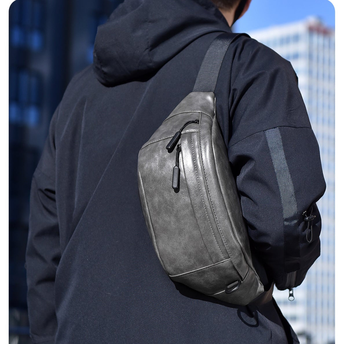 Mens Casual Waist Chest Crossbody Shoulder Bag with Multi-layer Capacity
