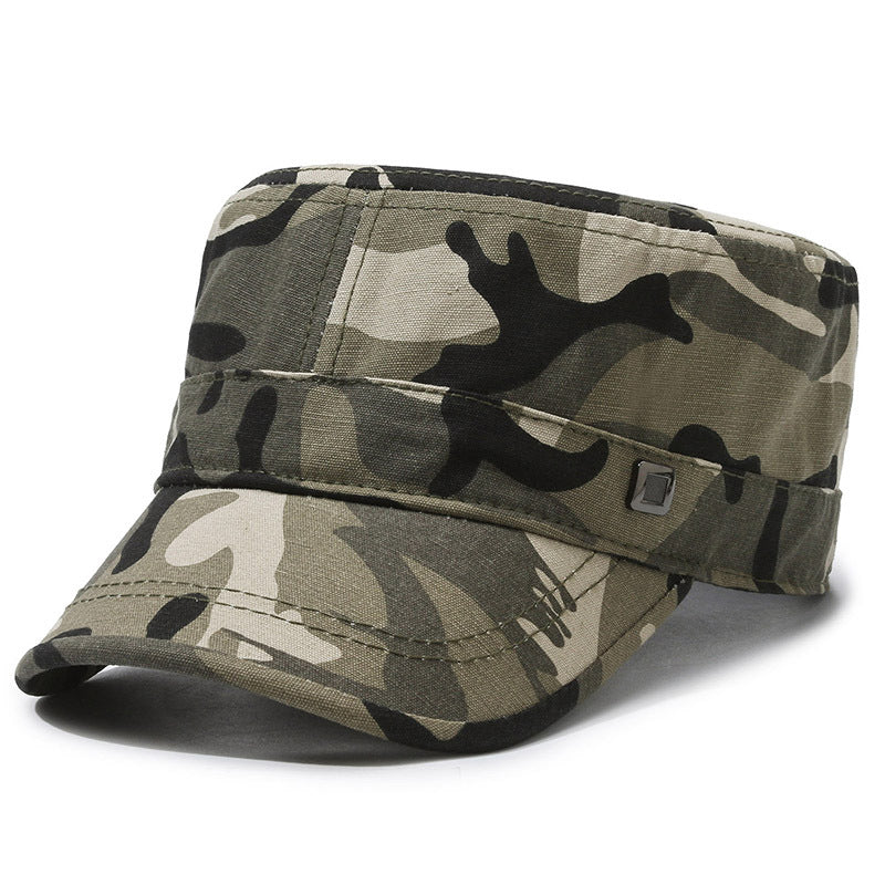 Outdoor casual camo printed flat cadet cap