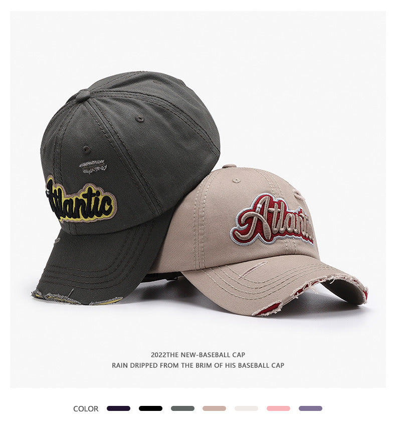 Soft top letter embroidery men's washed cap