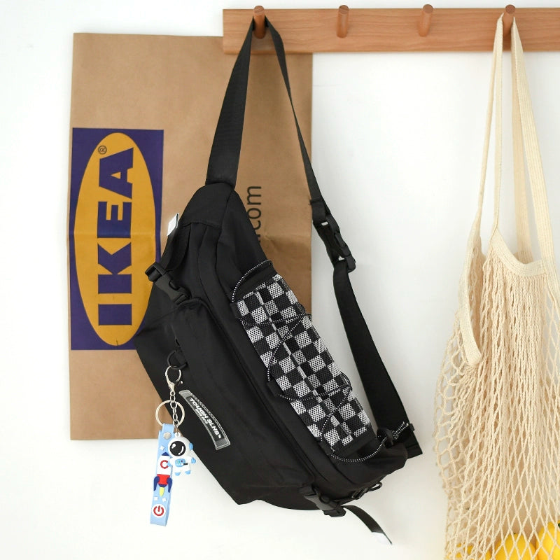 Solid messenger, crossbody, chest bag for boys and girls with pendant