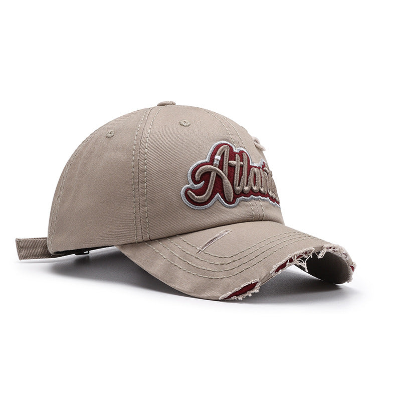 Soft top letter embroidery men's washed cap