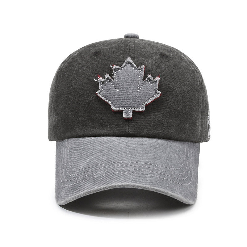 Maple leaf patch washed outdoor cotton baseball cap