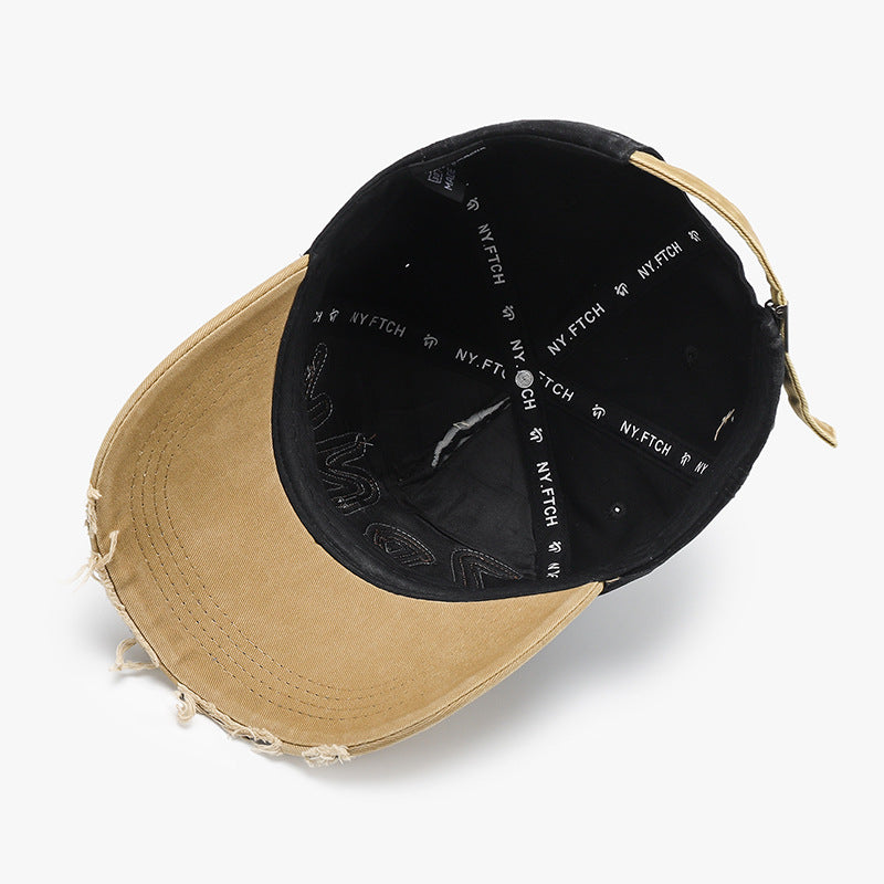 Embroidered patch peaked washed retro cap