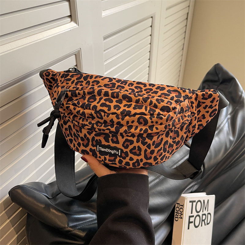 Mens Outdoor Leopard Print Crossbody Chest Waist Bag