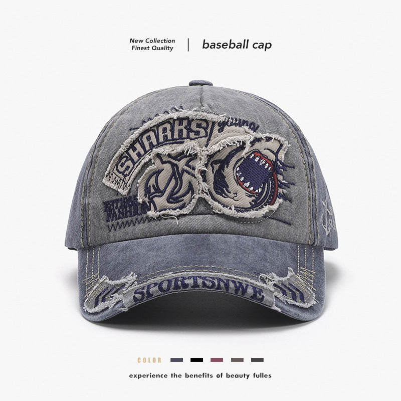 Letter patch embroidered curved brim outdoor men's baseball cap c