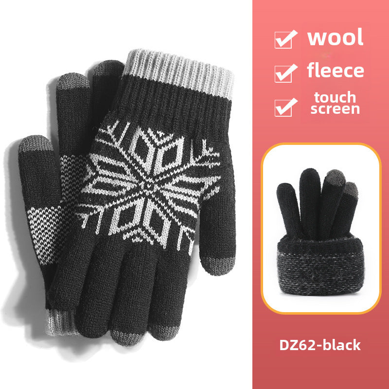 Knitted winter warmth thickened fleece couple gloves