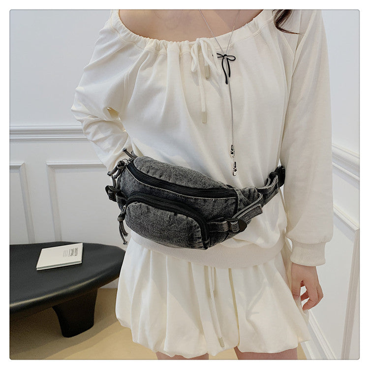 Denim Chest Crossbody Waist Bag Japanese Style