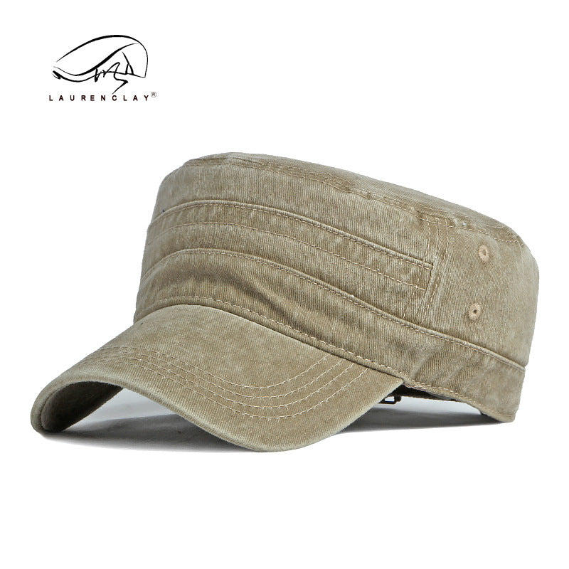 Flat British retro light plate monochrome washed military cap