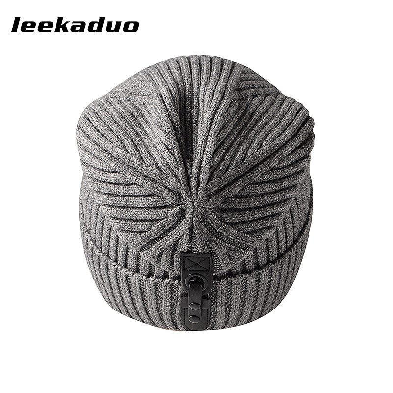Men's Yarn knit solid color warm beanie hat