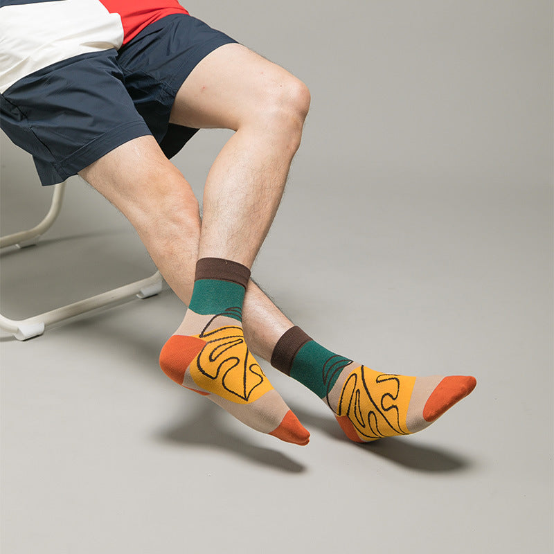 5 Pair set cartoon color trend Autumn and spring socks for men & women