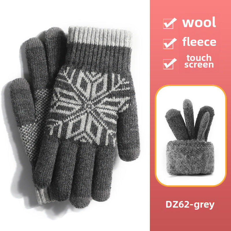 Knitted winter warmth thickened fleece couple gloves
