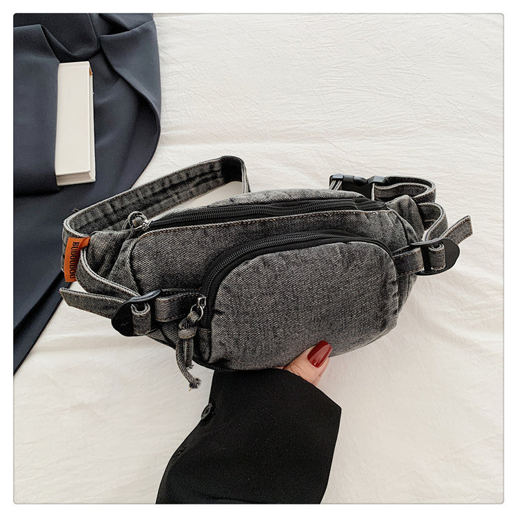 Denim Chest Crossbody Waist Bag Japanese Style