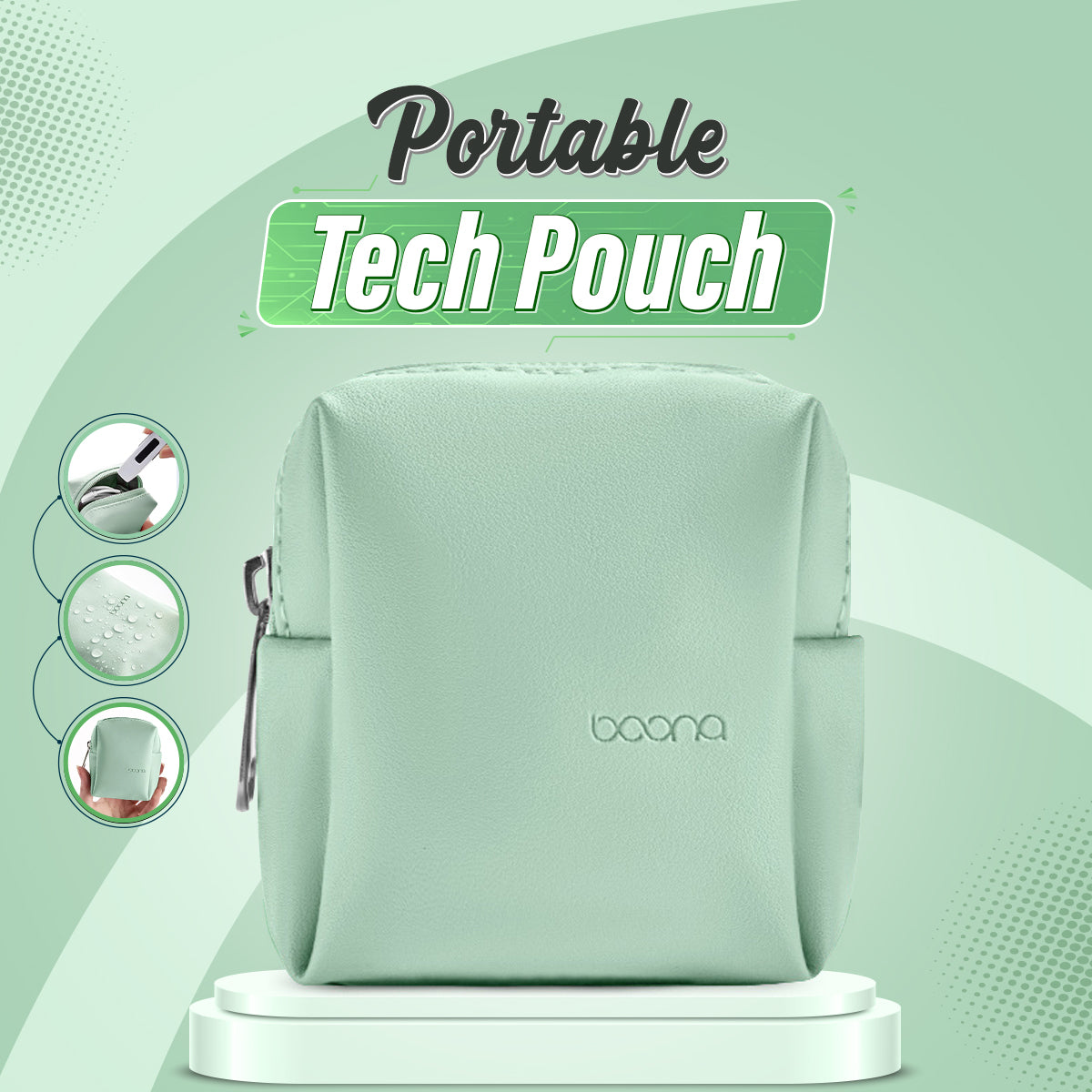 Baona leather mini portable multi-function digital storage bag