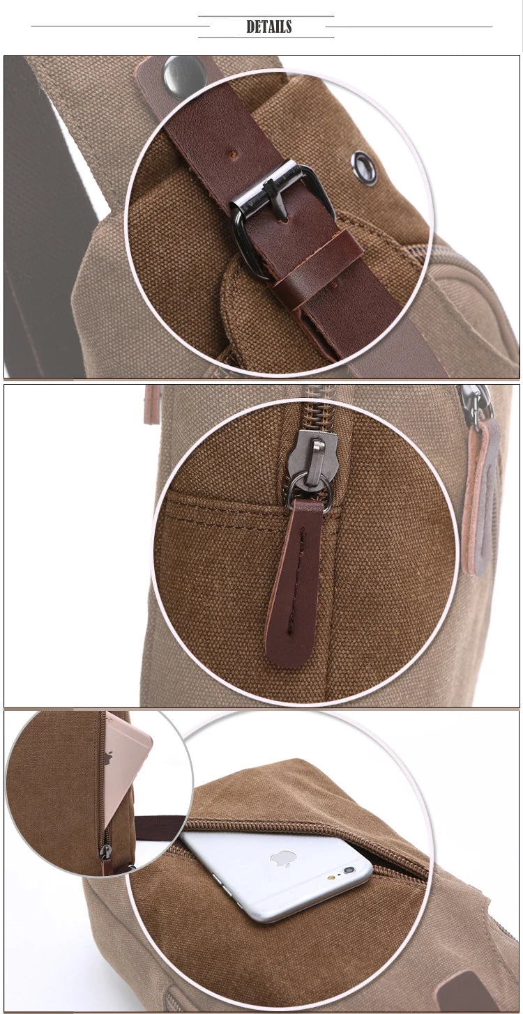 Mens Canvas Crossbody Chest Shoulder Messenger Bag