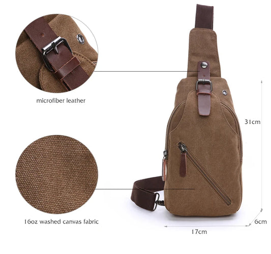Mens Canvas Crossbody Chest Shoulder Messenger Bag