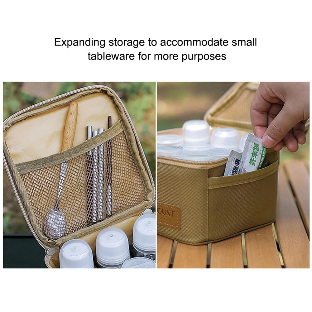 9PC Set Portable Camping Spice Storage Bag with Jars Organizer
