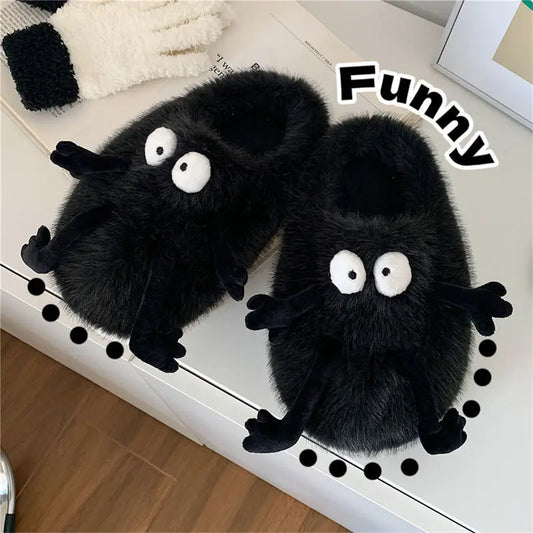 Creative Funny Coal Ball Woolen Non Slip Home Slipper For Women