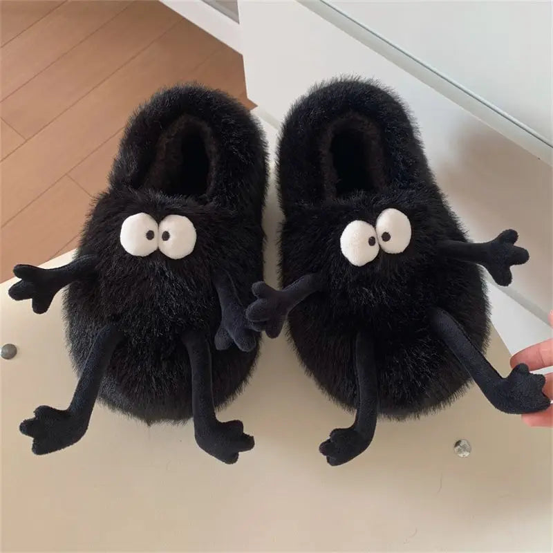 Creative Funny Coal Ball Woolen Non Slip Home Slipper For Women