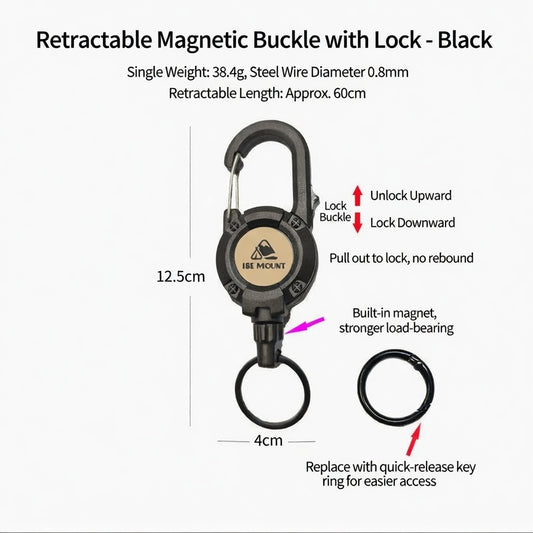 ISE MOUNT Tactical Retractable Steel Wire Keychain Anti-Lost Outdoor Gear