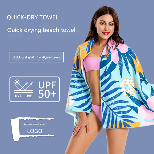 দ্বি-পার্শ্বযুক্ত মখমল দ্রুত শুকানোর সৈকত স্নানের তোয়ালে