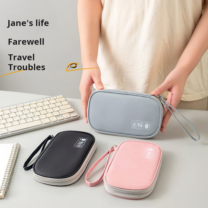 Travel mini data cable, power bank & earphone storage bag
