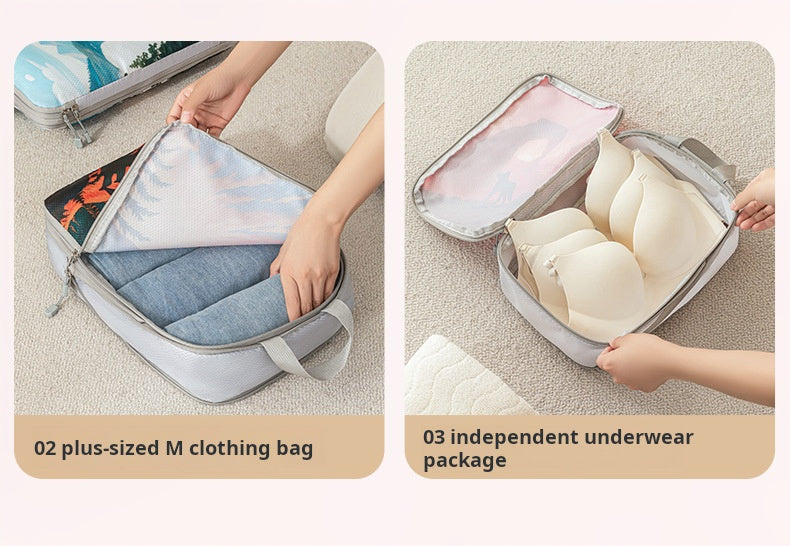 Printed travel pouch compression 5pcs set Travel Storage Bag