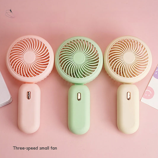 Folding USB rechargeable portable handheld three-speed adjustable mini fan